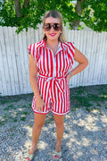 Biggest Cheerleader Romper - Red