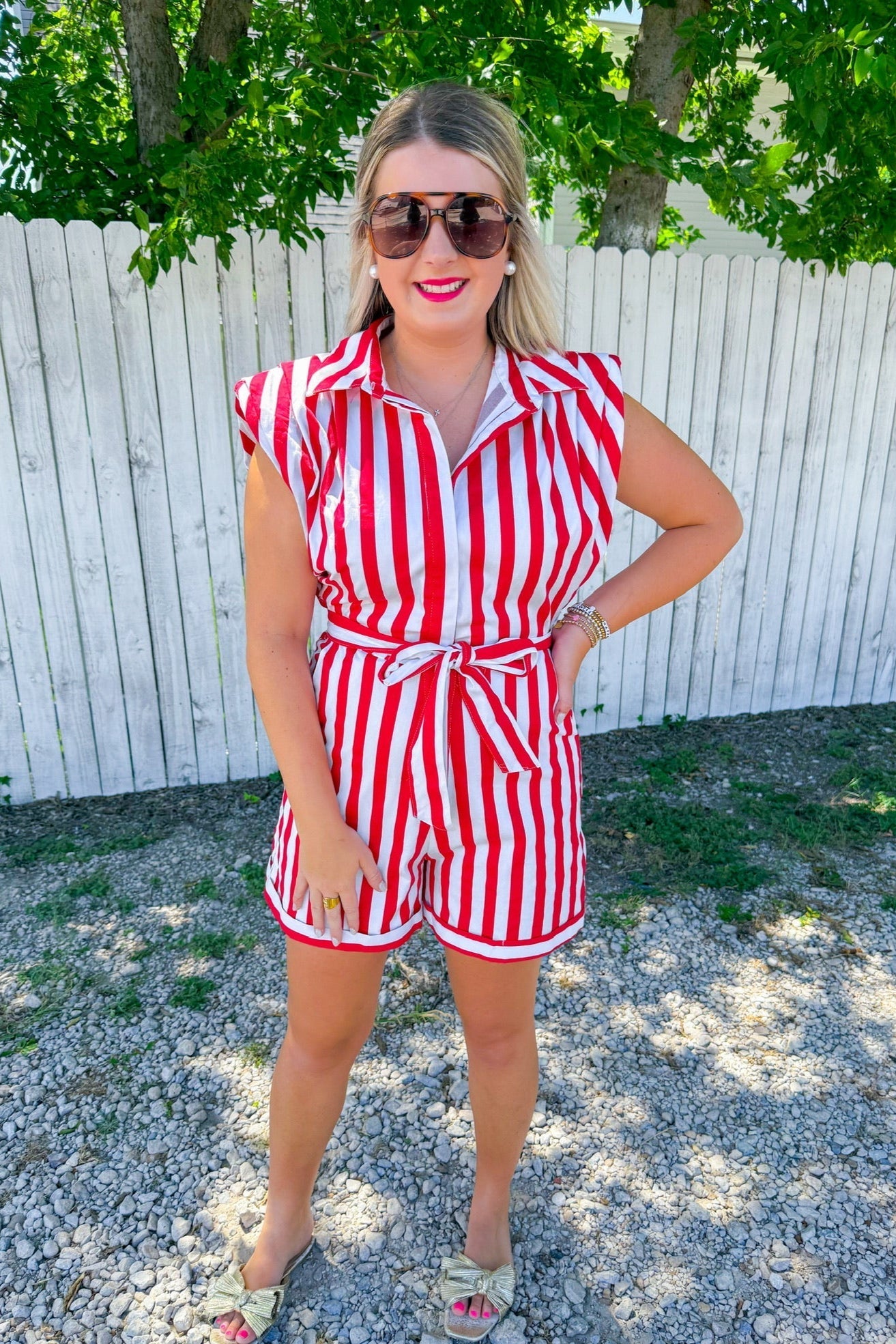 Biggest Cheerleader Romper - Red
