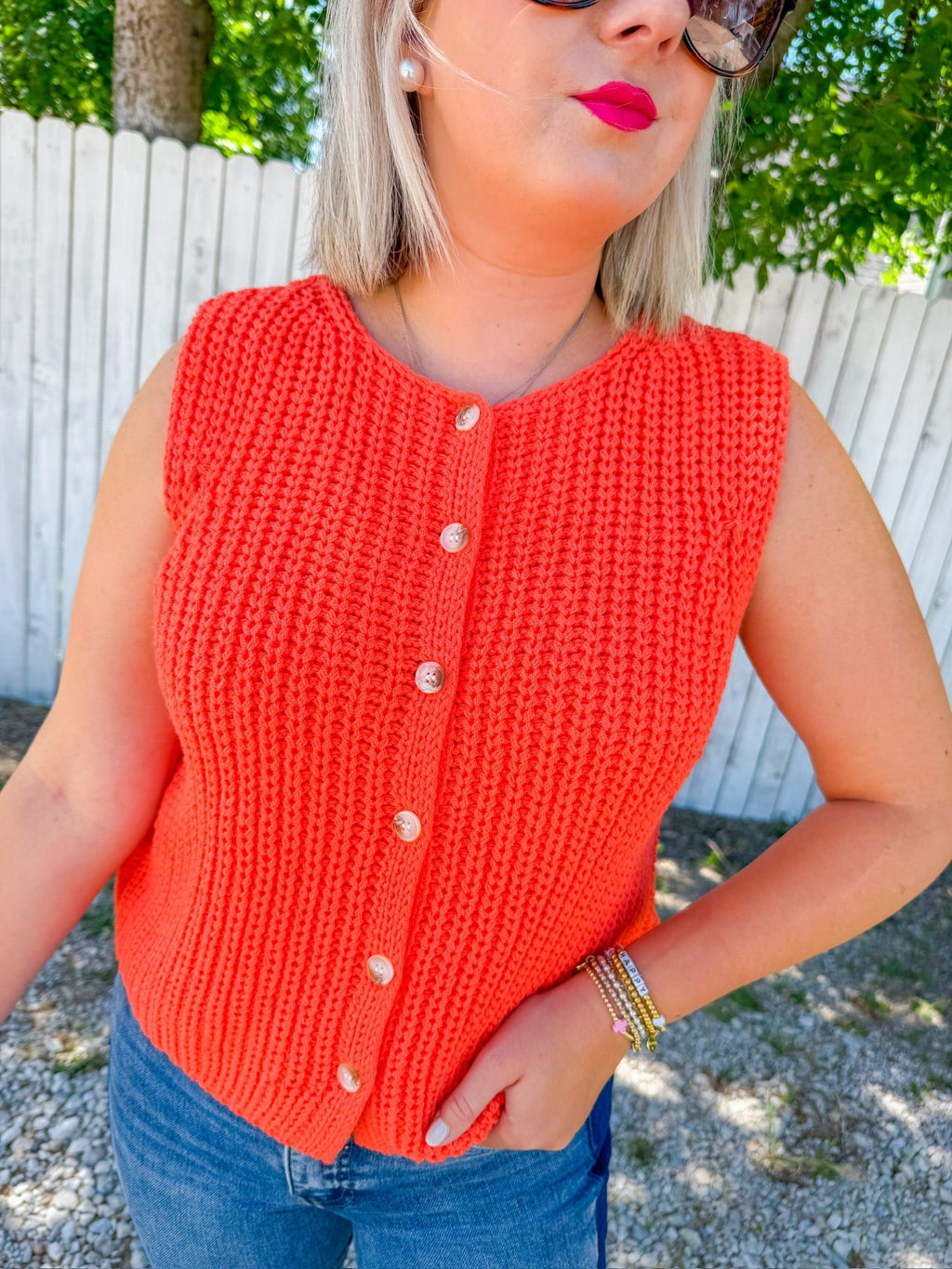 Sun Believable Sleeveless Sweater - Papaya