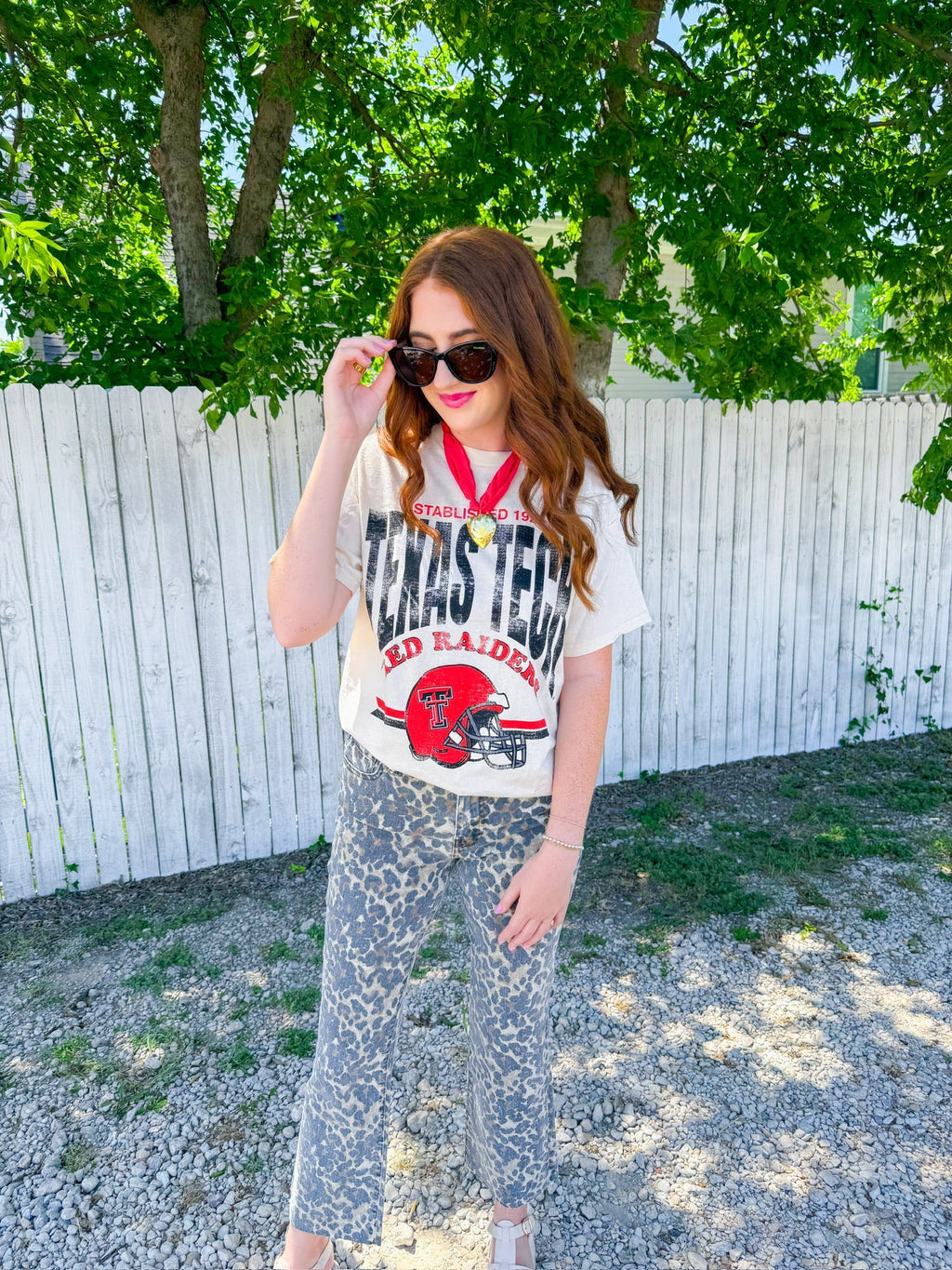 Texas Tech Helmet Tee - Off White