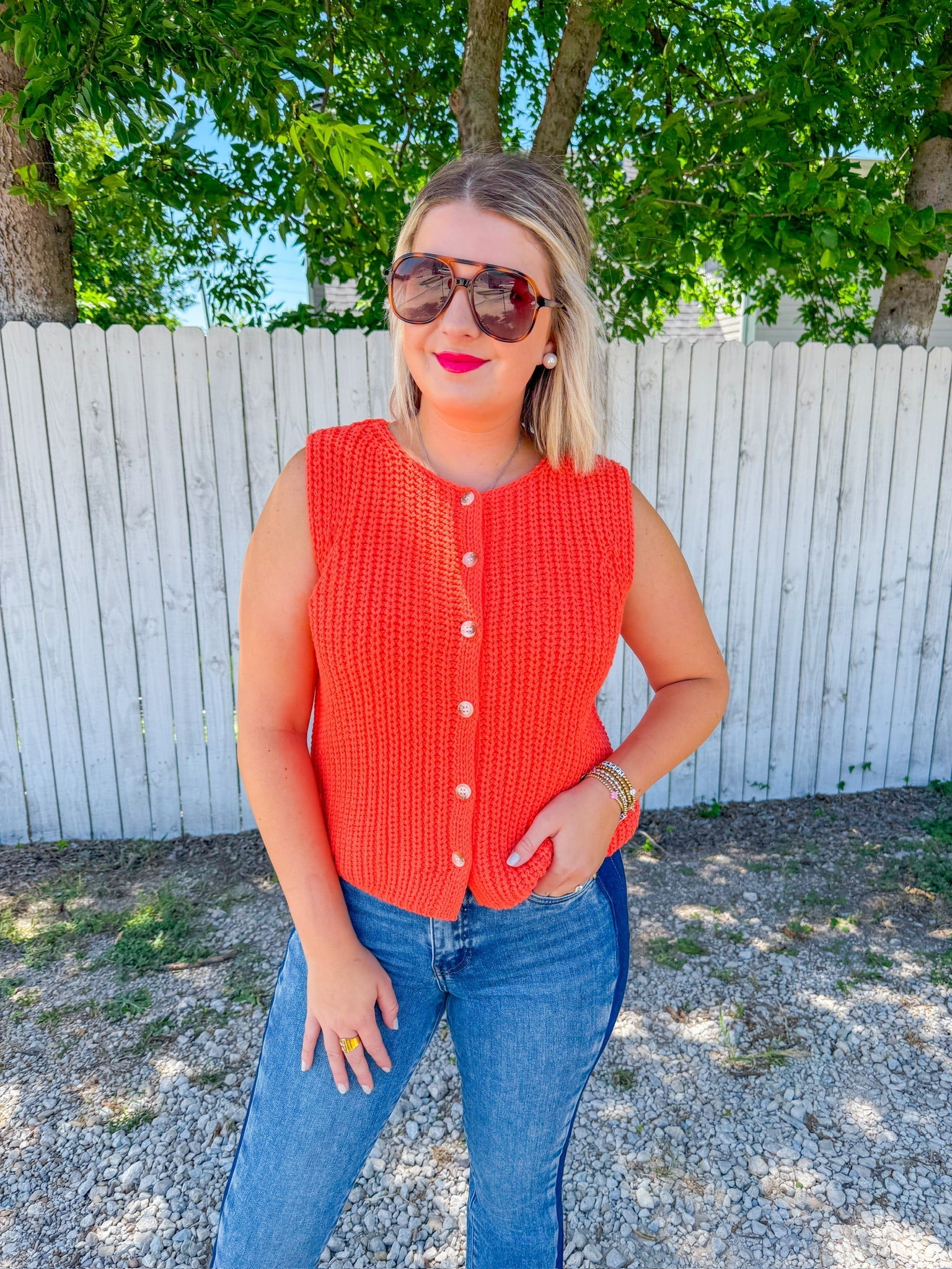 Sun Believable Sleeveless Sweater - Papaya