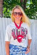 Arkansas Hogs Helmet Cropped Tee - Off White