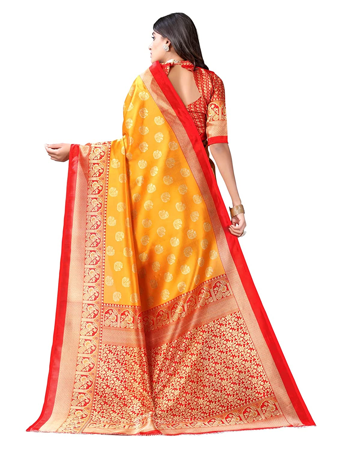 Poly Silk Saree with Blouse - VJRO