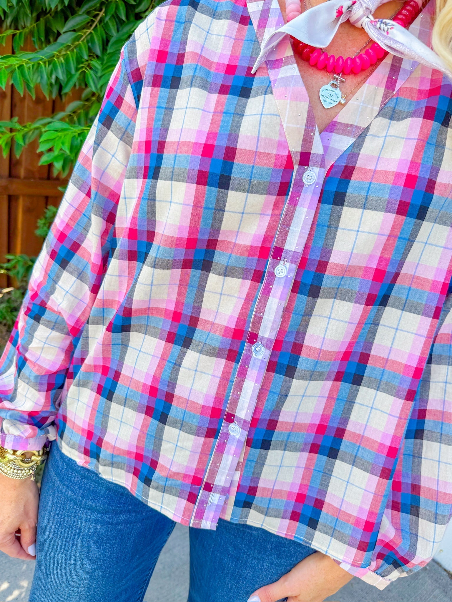 Subtle Shimmer Top - Pink/Blue