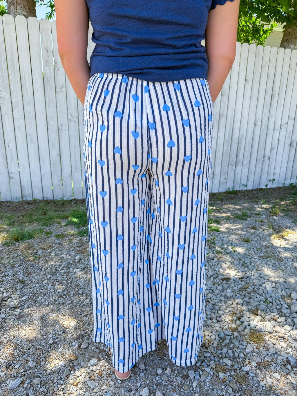 Playful Heart Pants - Cream/Aqua