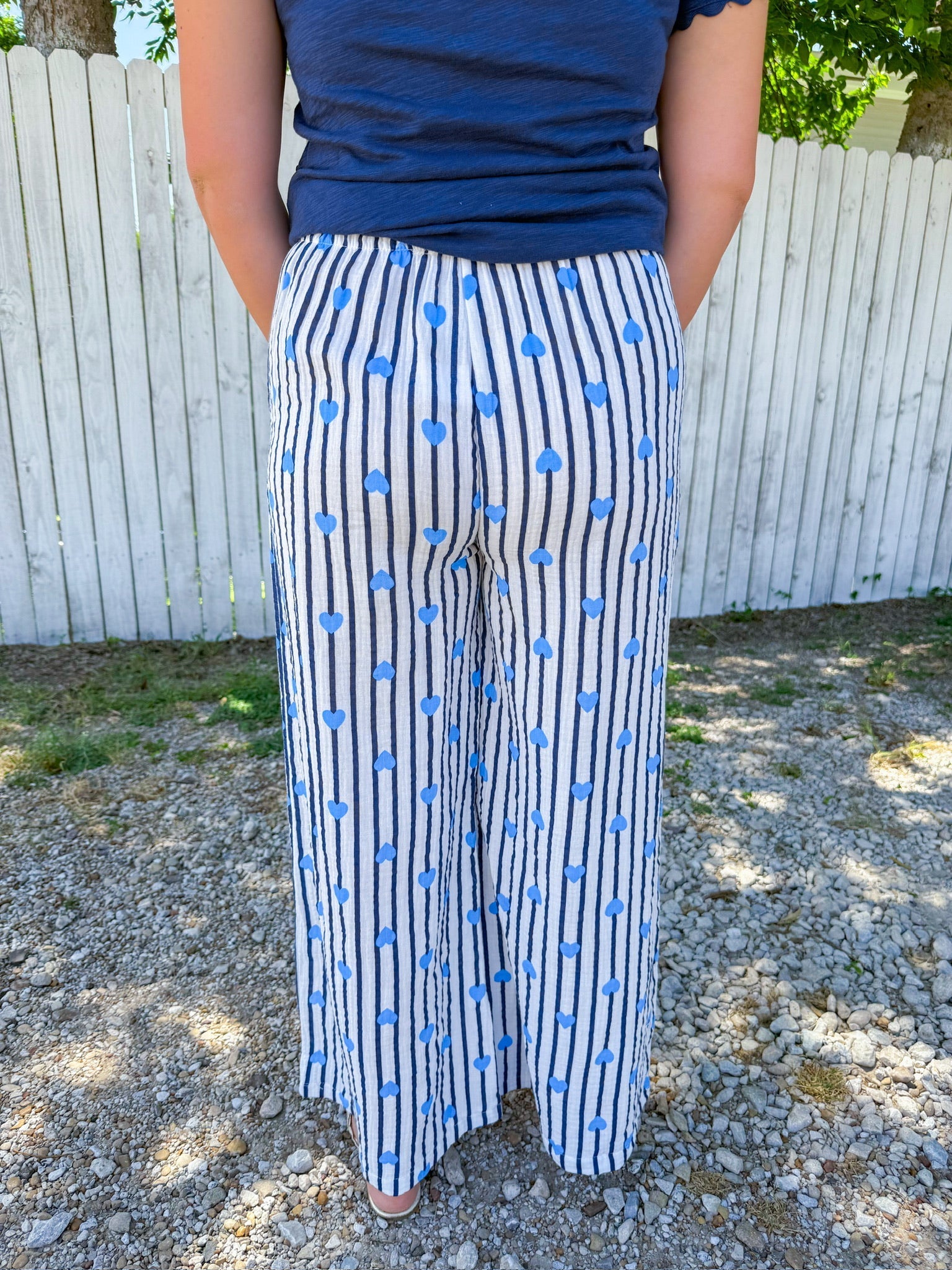 Playful Heart Pants - Cream/Aqua