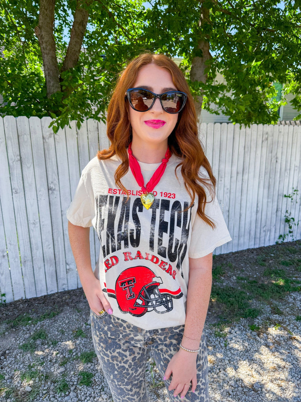 Texas Tech Helmet Tee - Off White