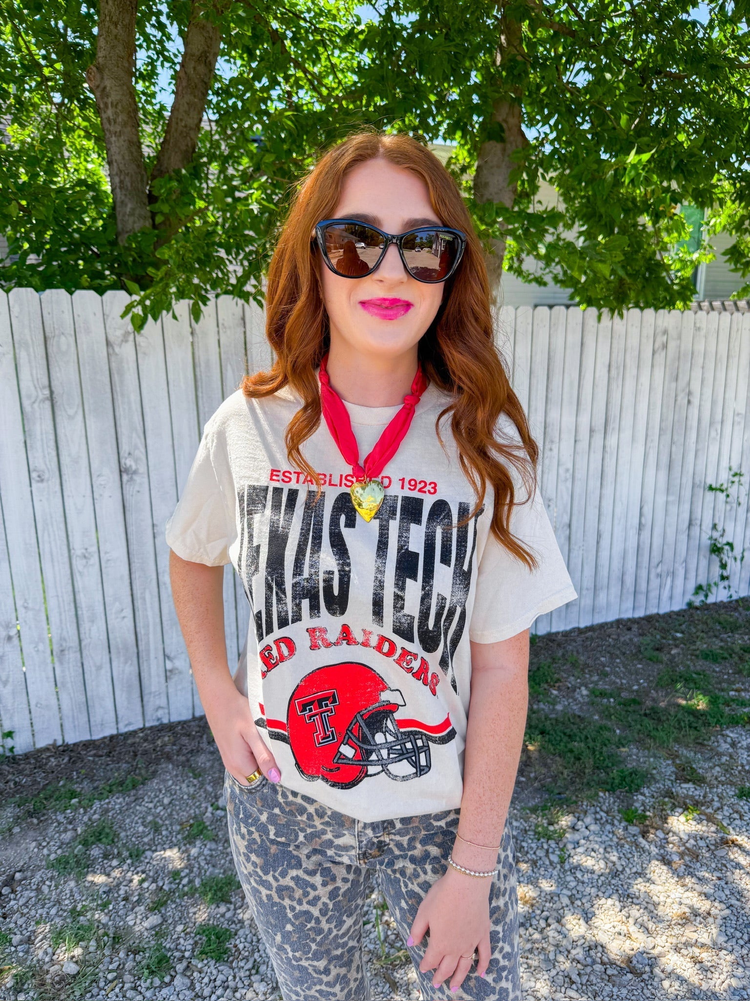 Texas Tech Helmet Tee - Off White