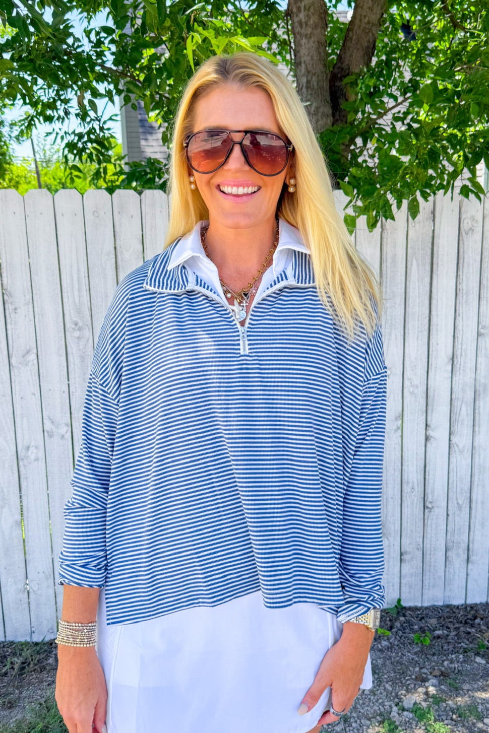 Palmer Pullover - Indigo/White