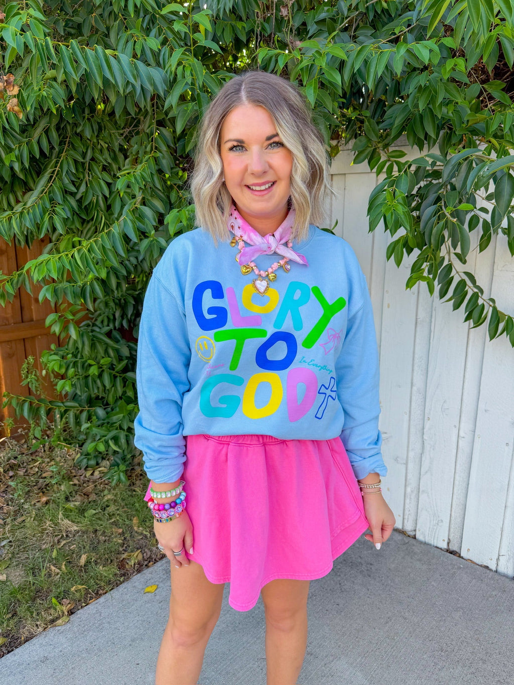 Glory To God Sweatshirt - Light Blue