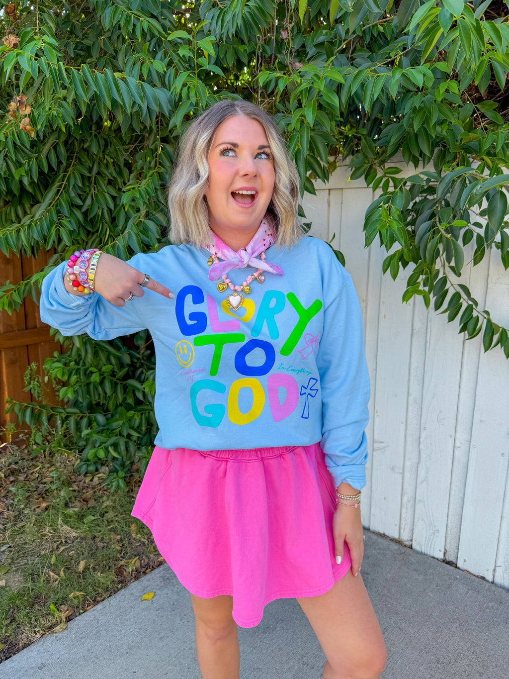 Glory To God Sweatshirt - Light Blue