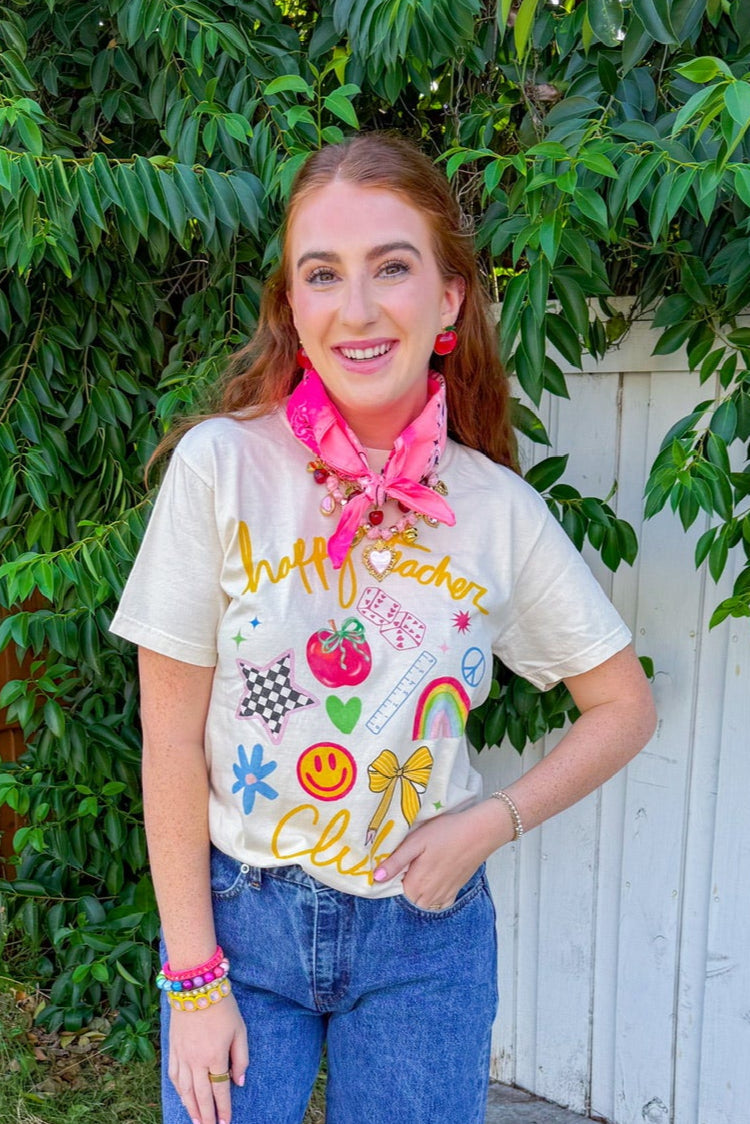 Happy Teacher Tee - Ivory