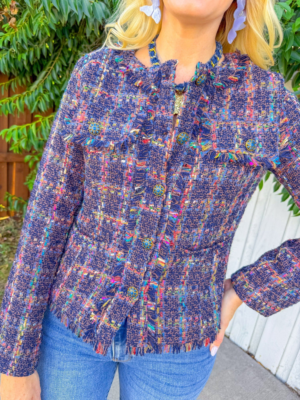 Timeless Twist Blazer - Navy Tweed