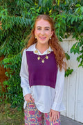 Fall Ready Top - White/Plum