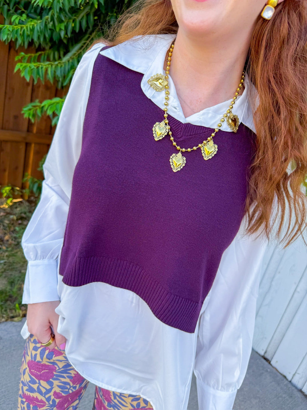 Fall Ready Top - White/Plum