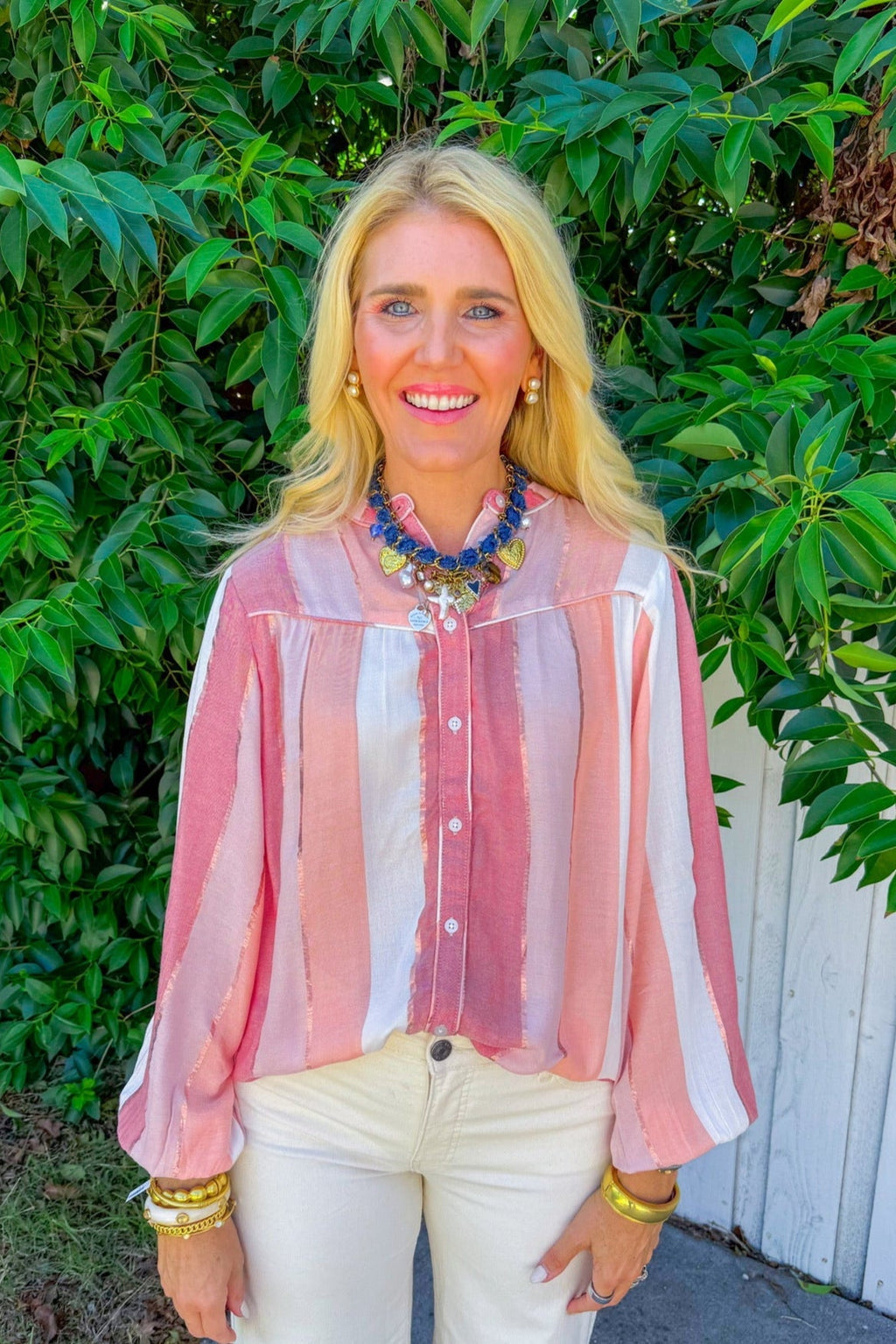 Hint Of Shimmer Top - Coral/Orange