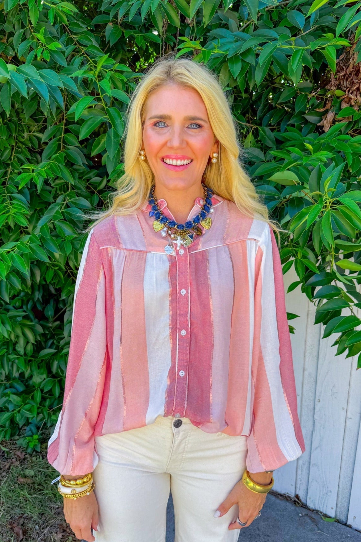 Hint Of Shimmer Top - Coral/Orange