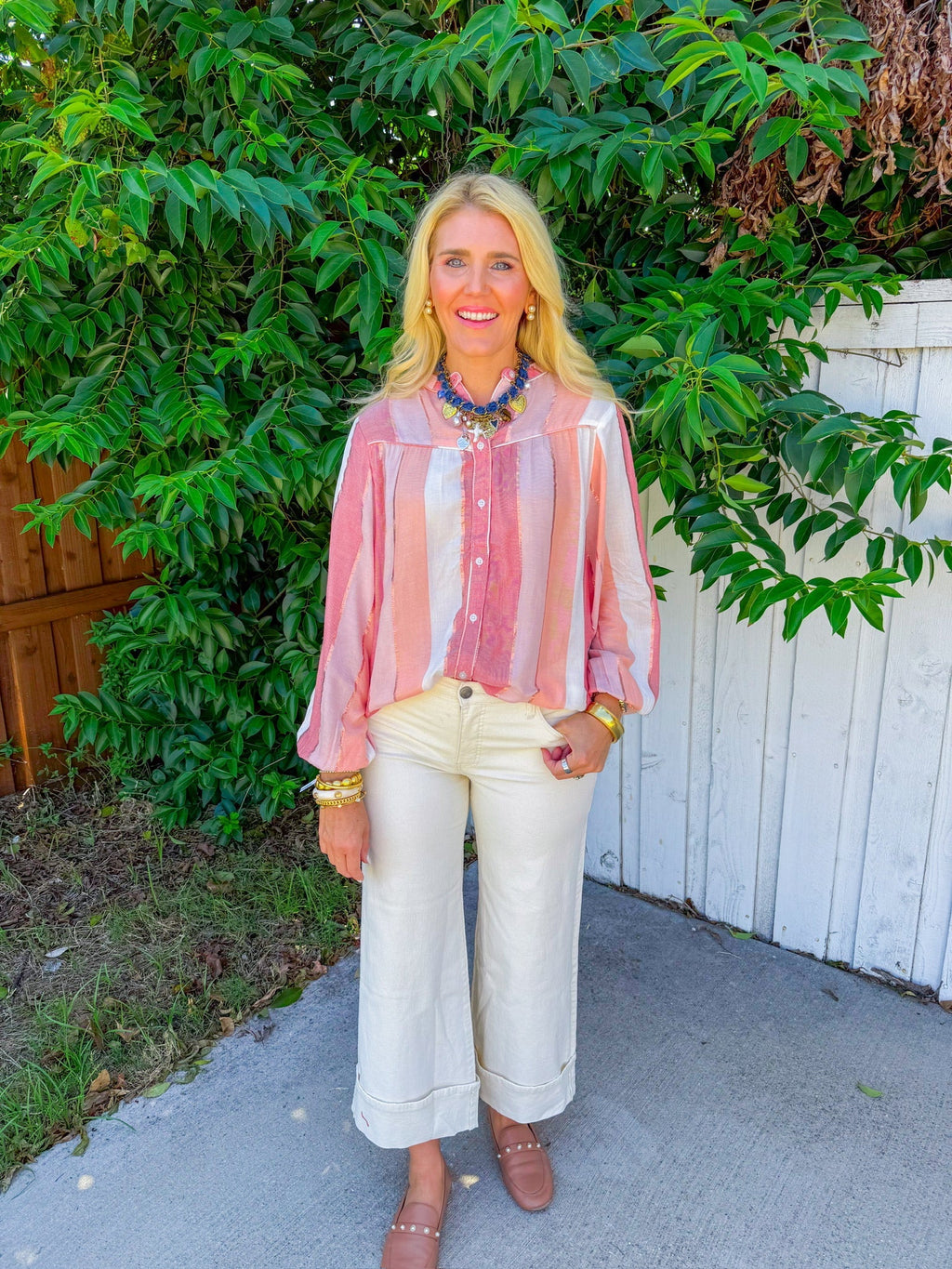 Hint Of Shimmer Top - Coral/Orange