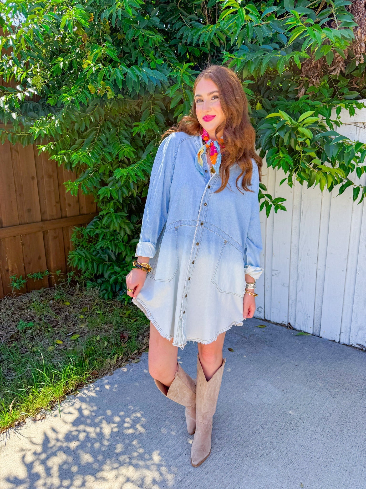 Kick Up Mini Dress - Light Denim