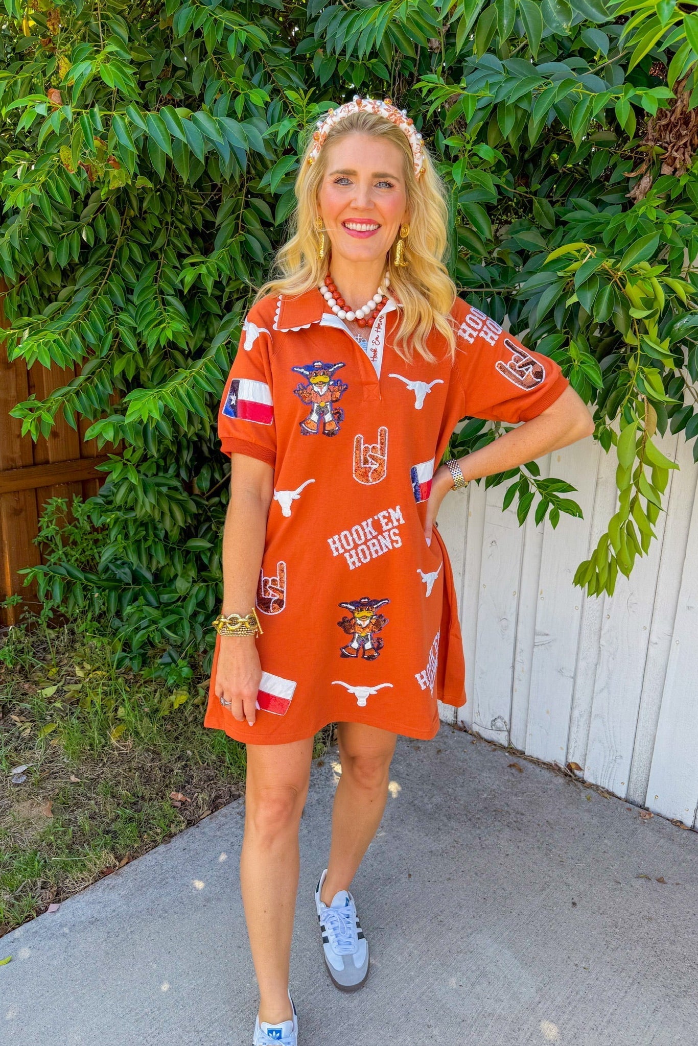 Texas Logo Patch Dress - Burnt Orange