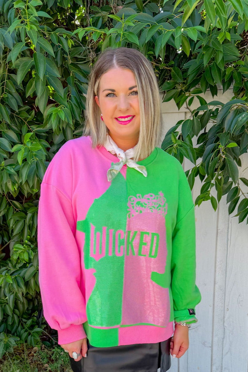 Licensed Colorblock Character Profile Sweatshirt -Pink/Green