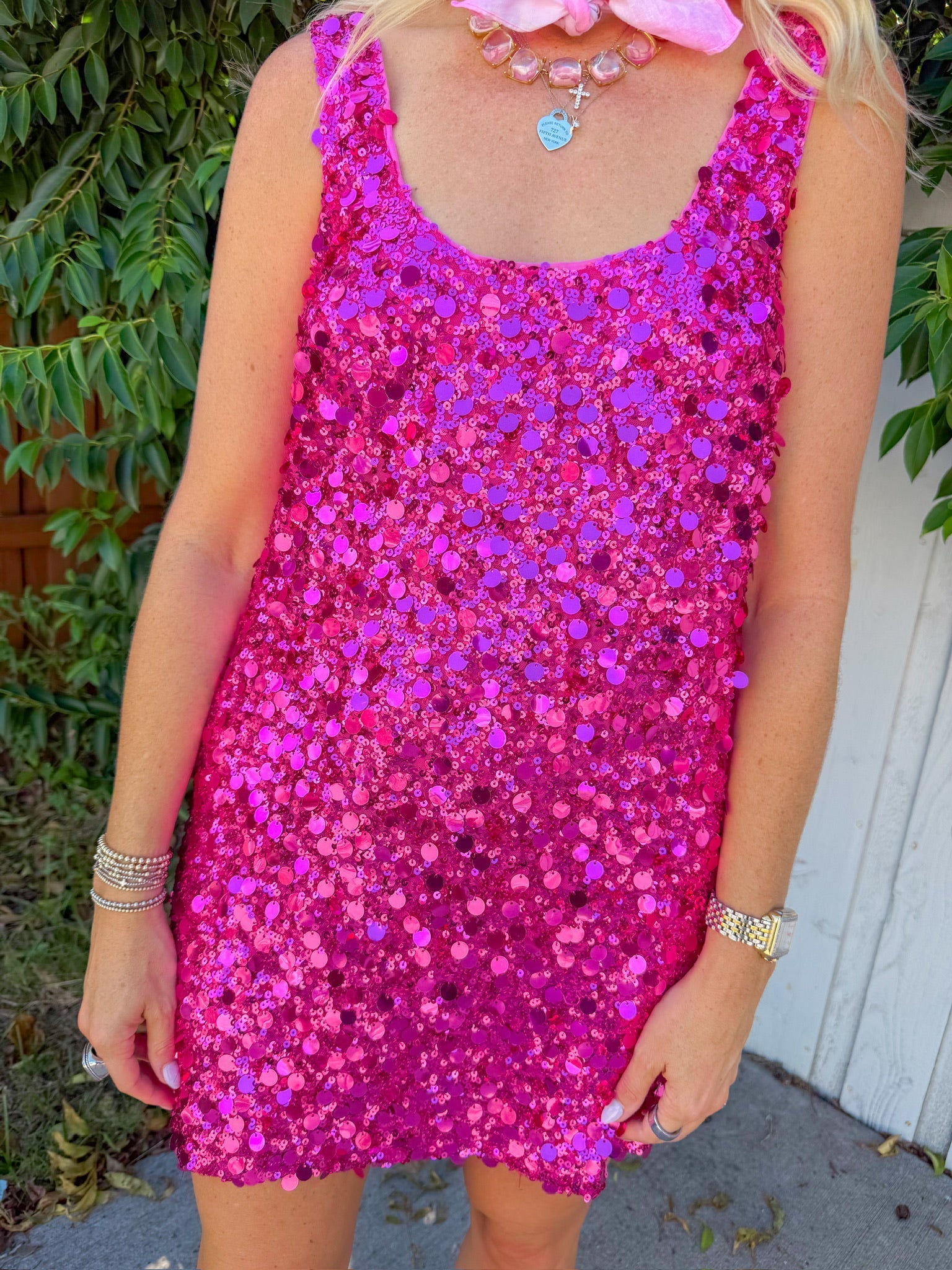After Hours Mini Dress - Rich Magenta Sequins