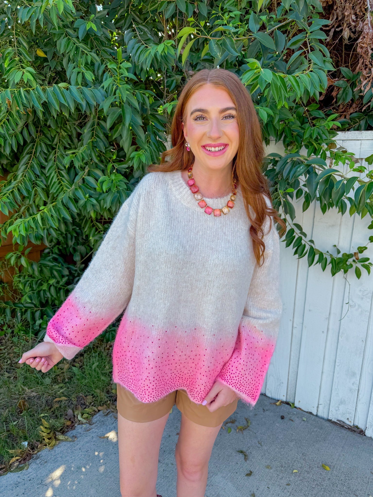 Until Tomorrow Sweater - Cream/Pink