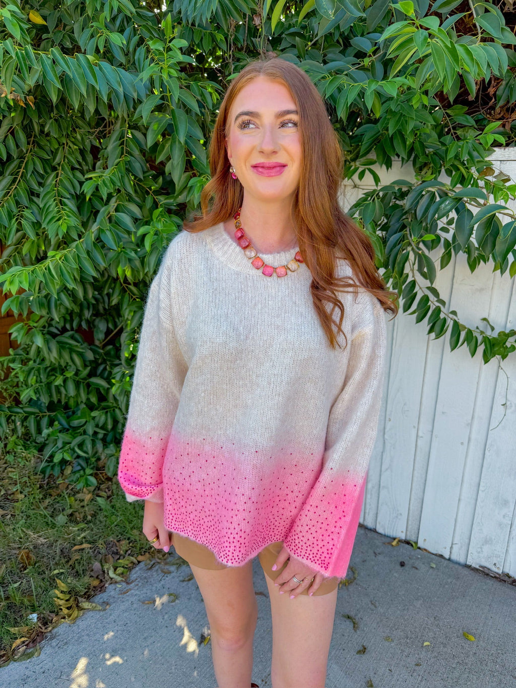 Until Tomorrow Sweater - Cream/Pink