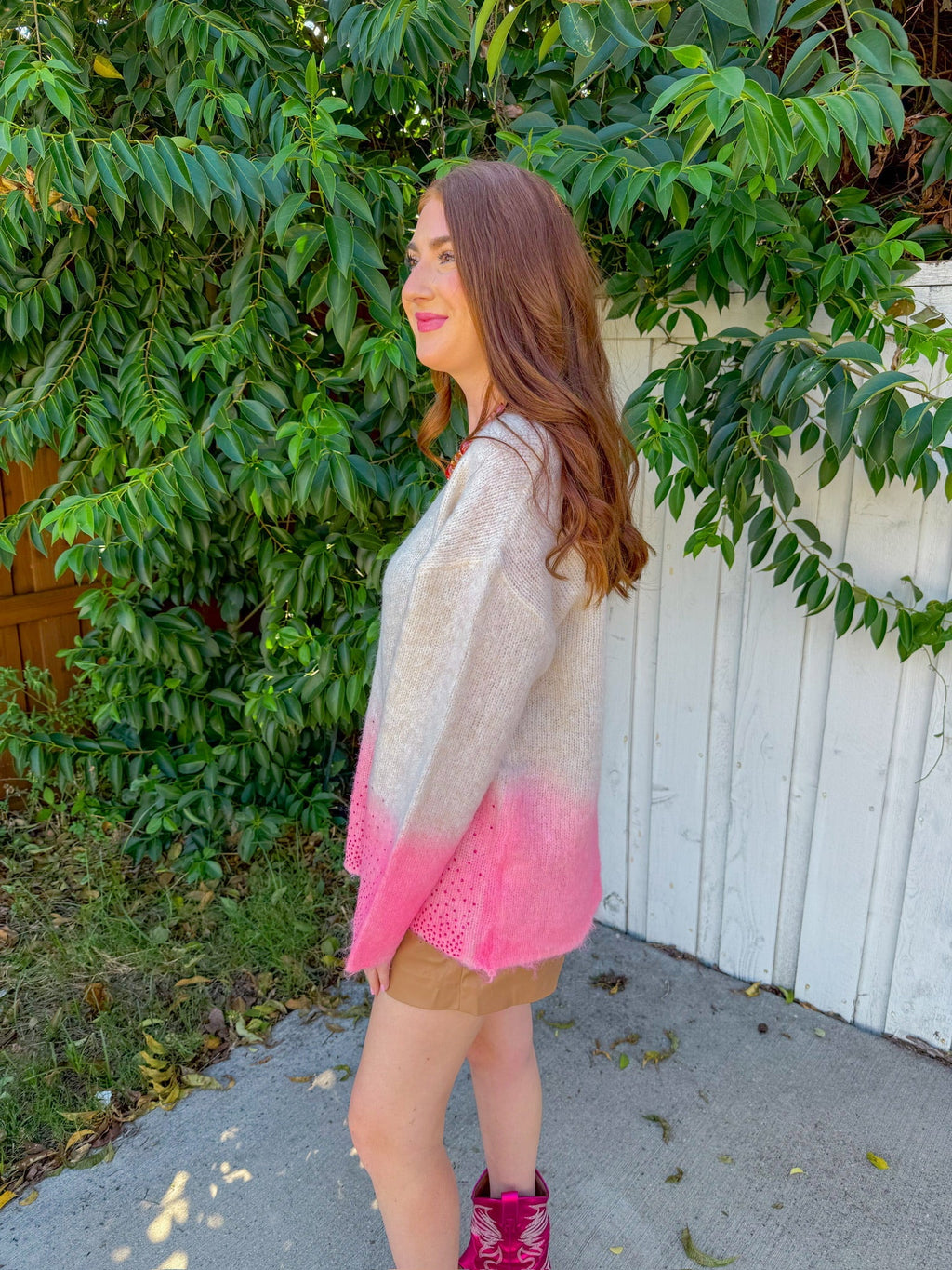 Until Tomorrow Sweater - Cream/Pink