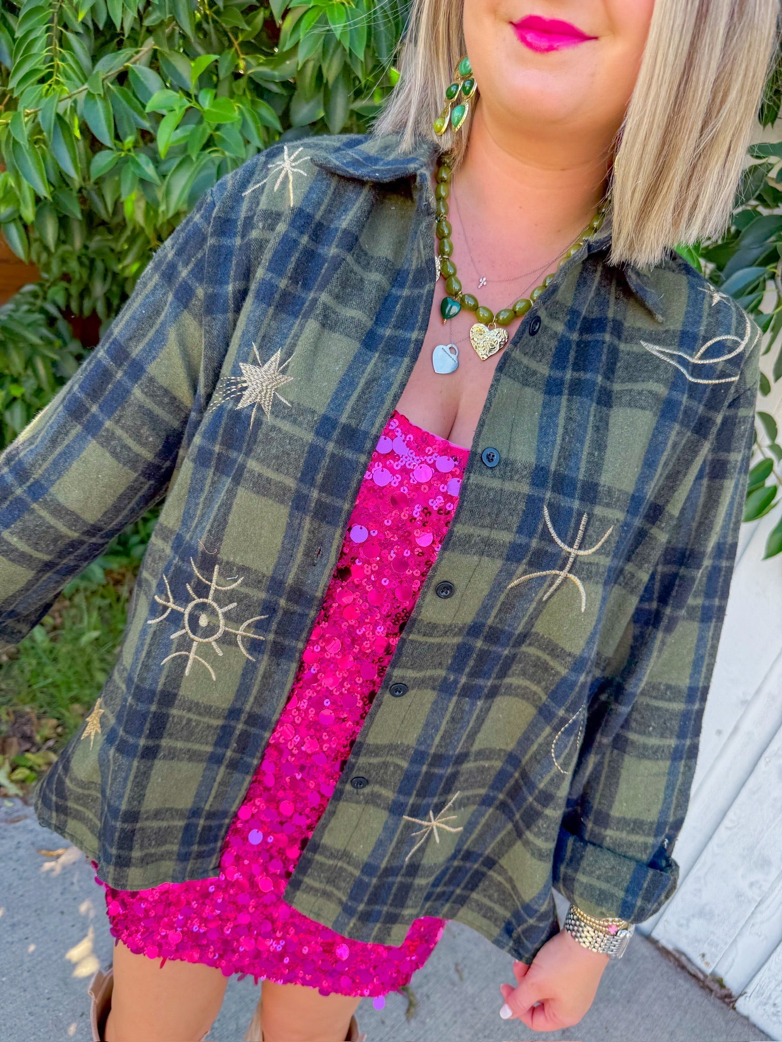 Moon & Stars Shacket - Olive