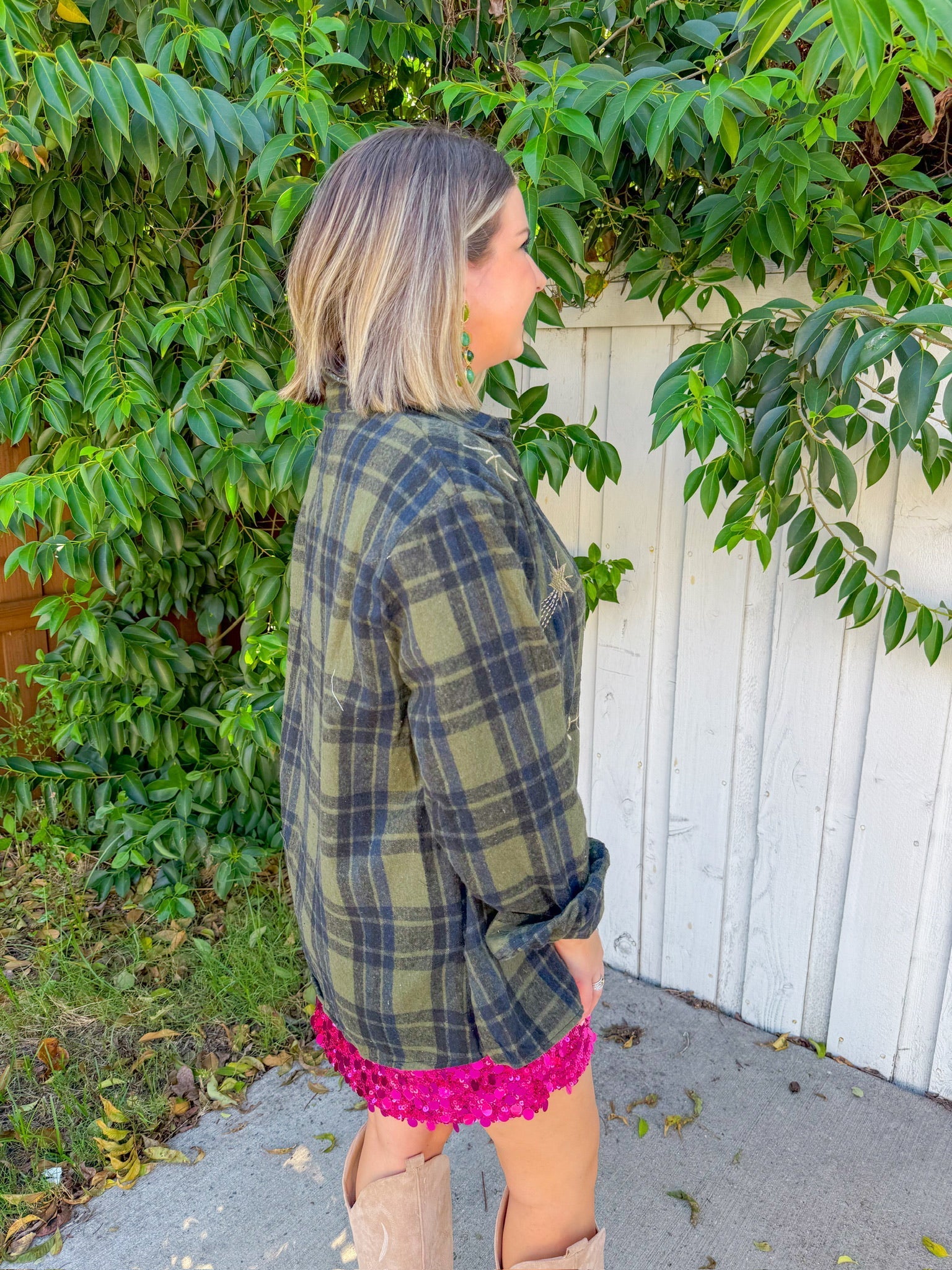 Moon & Stars Shacket - Olive