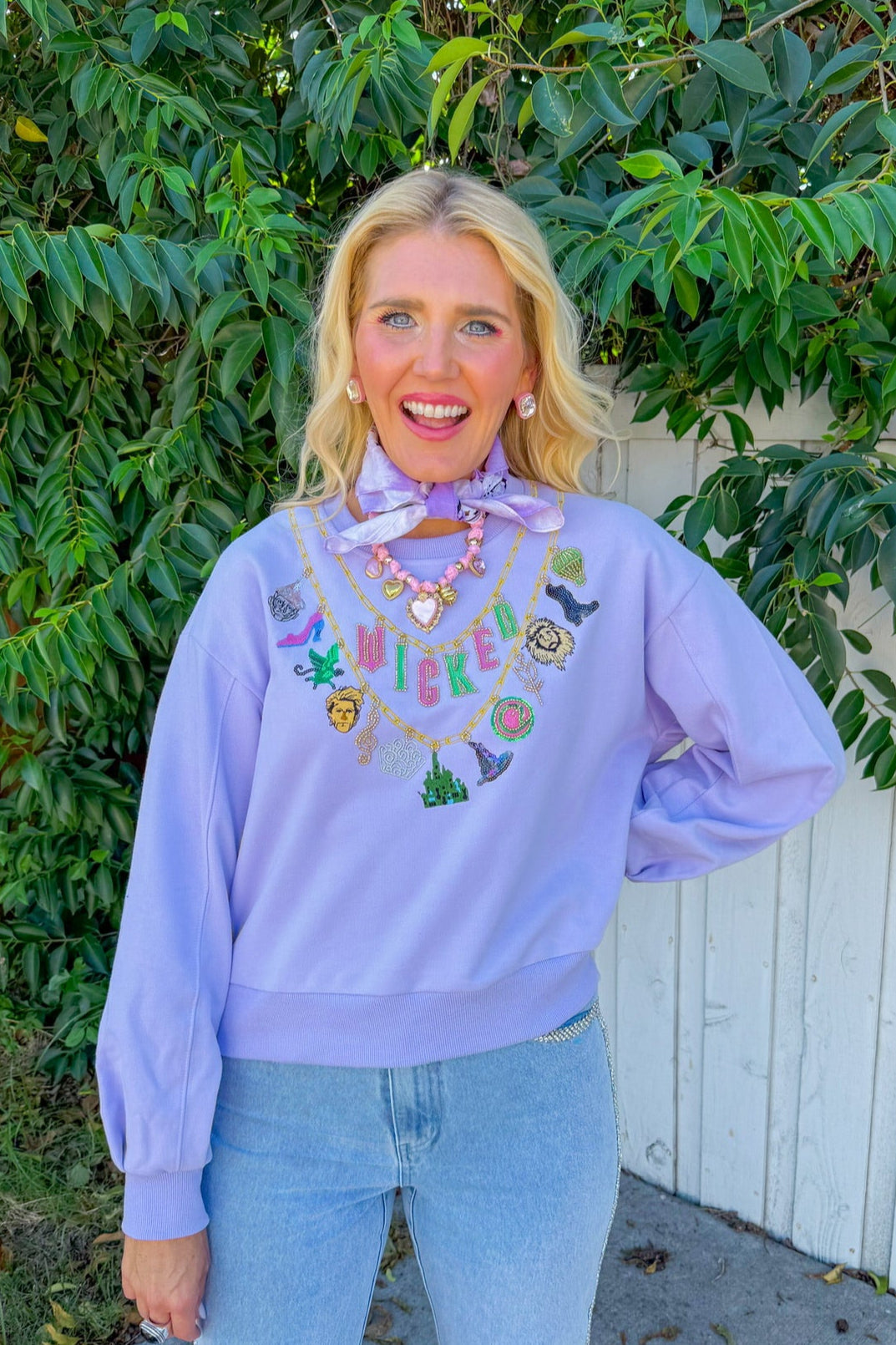 Licensed Wicked Charm Necklace Sweatshirt -  Lavender
