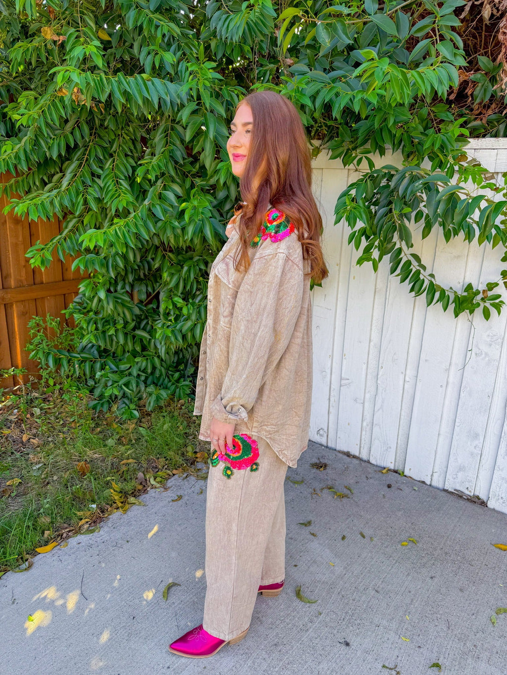 Girls Night Button Down - Tan