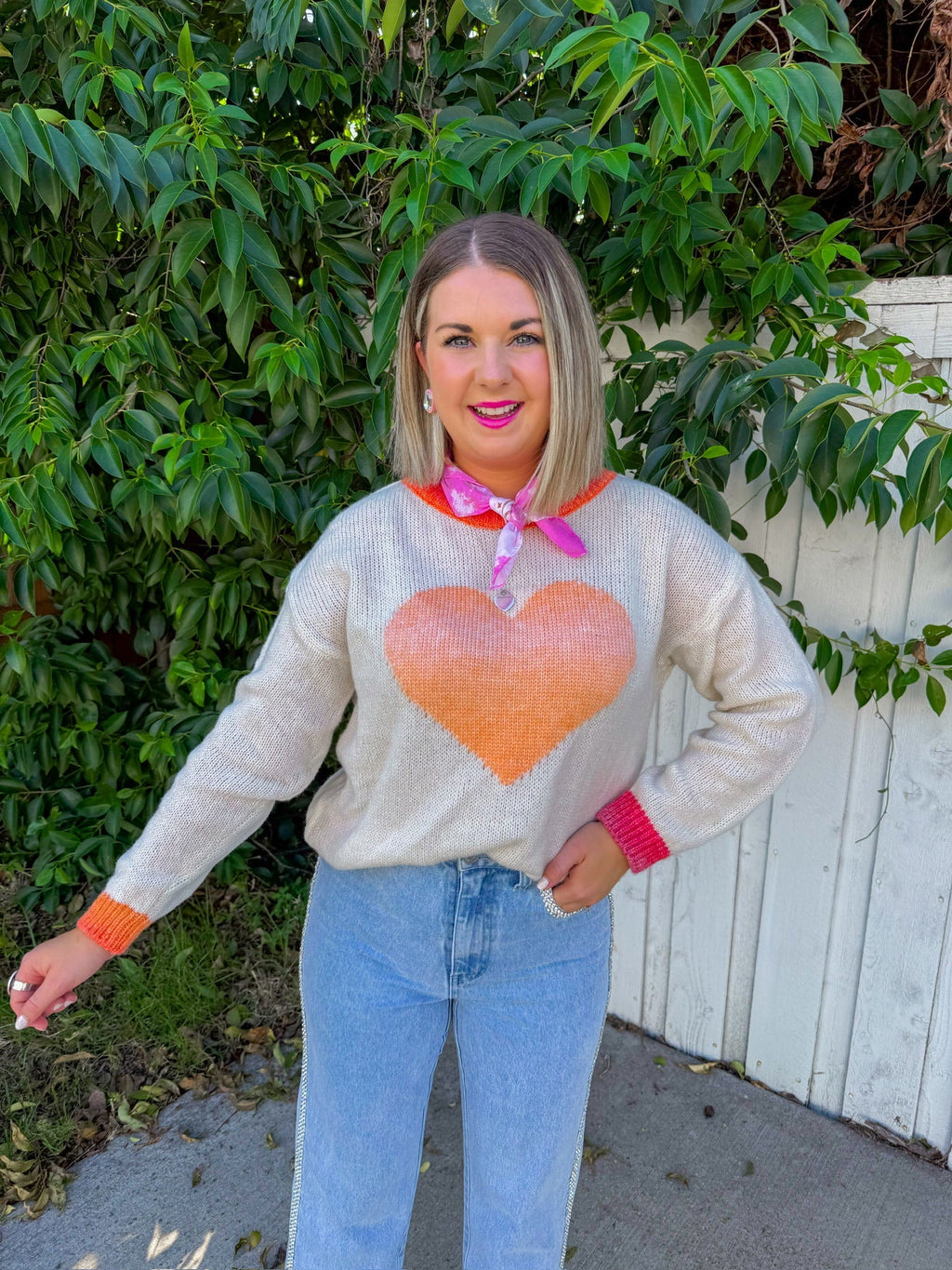 Bold Heart Sweater - Cream