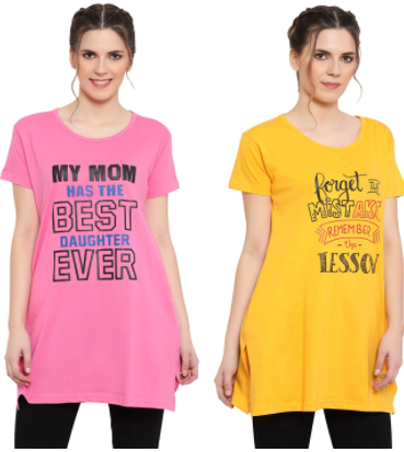 Fasha Long Tops for Women Combo Pack of 2