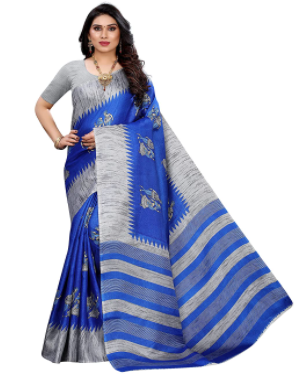 Yashika Women's Art Silk Saree With Blouse Piece(NAURTA_Free Size) Blue