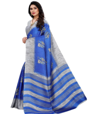 Yashika Women's Art Silk Saree With Blouse Piece(NAURTA_Free Size) Blue